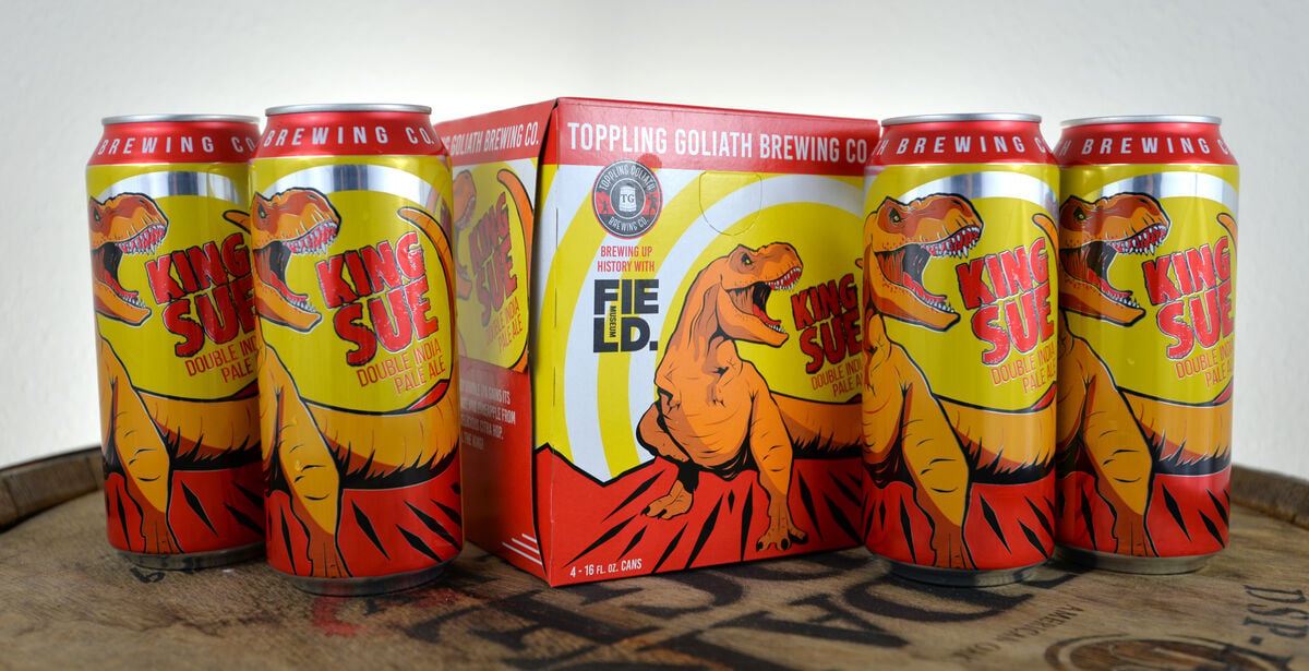 toppling goliath king sue DIPA cans and container