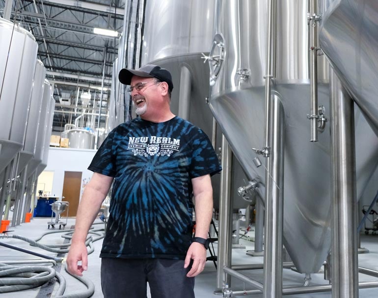 Mitch Steele in the brewhouse chuckling.