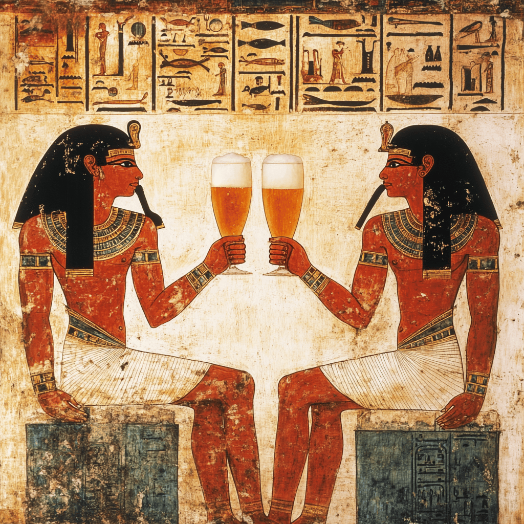 Egyptian hieroglyphics with beer