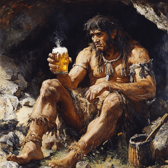 beer drinking in stone age cartoon