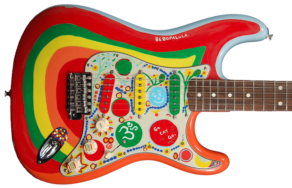George Harrison of The Beatles' customized "Rocky" Fender Stratocaster