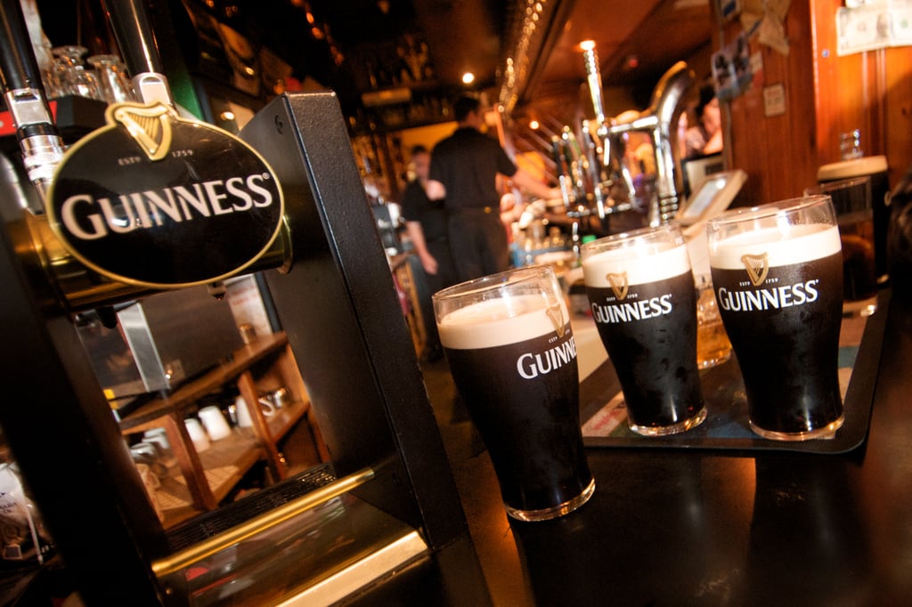 Guinness pints on bartop