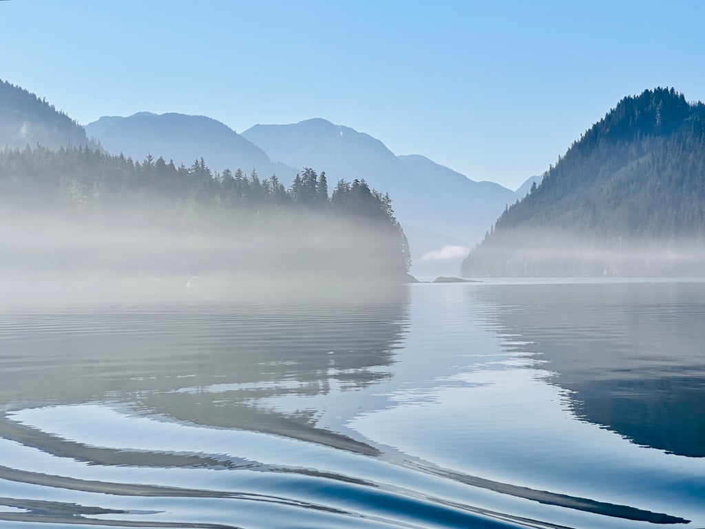 stunning vista of mountains, trees and rivers in Canada
