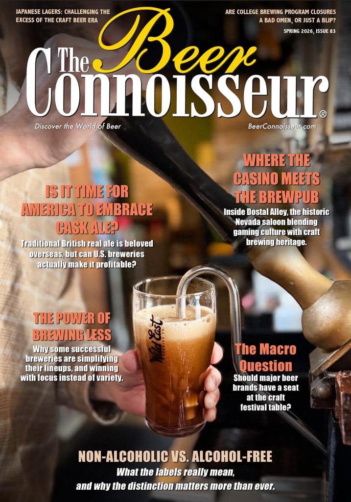 Magazine cover featuring beer being poured from a hand pump