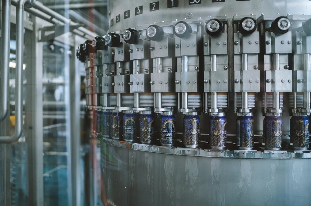 Wookey Jack cans being canned at Firestone Walker brewhouse.